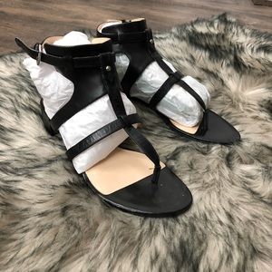 Nine West black leather scrappy sandal size 9